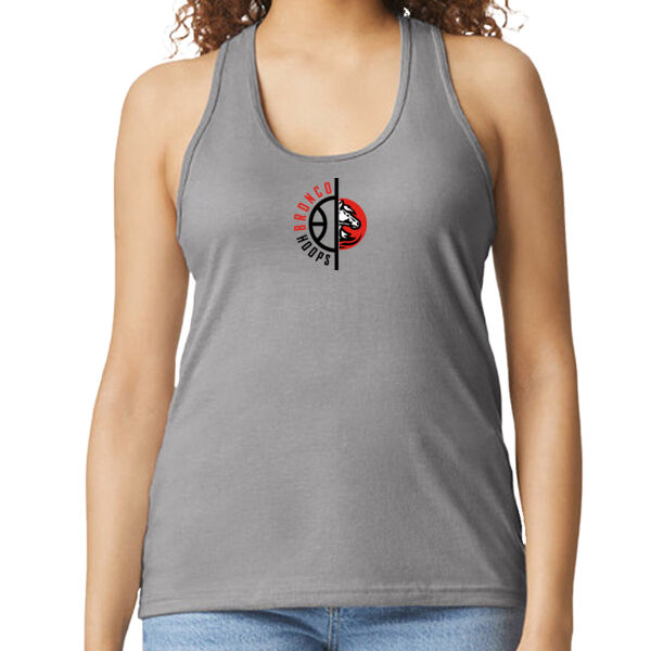 Bella Vista Bronco Hoops - Softstyle ® Women's CVC Racerback Tank Thumbnail